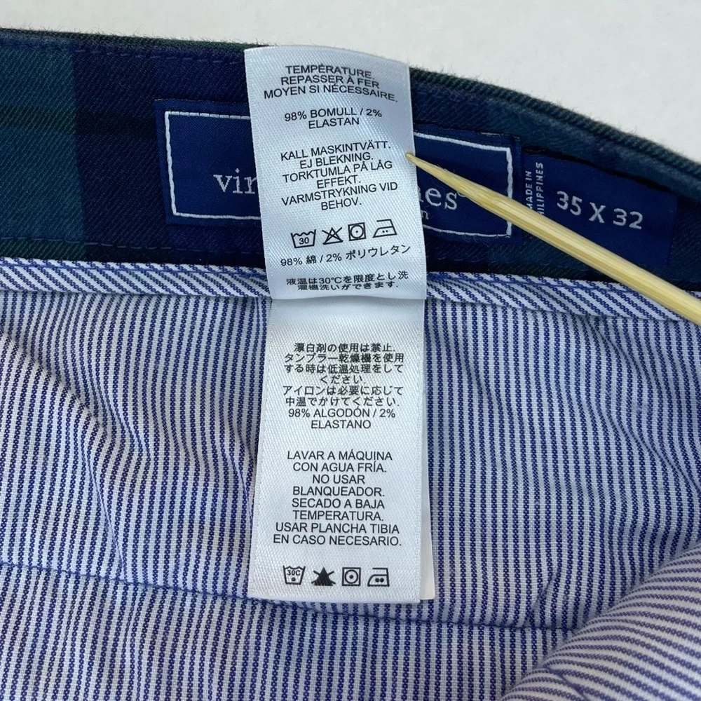 Vineyard Vines Breaker Pants Men's 35x32 (36x32) Green Plaid Pockets Golf - Picture 11 of 12